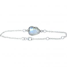 Sterling Silver Bracelet Cloud Charm - Rainbow Moonstone (Each)