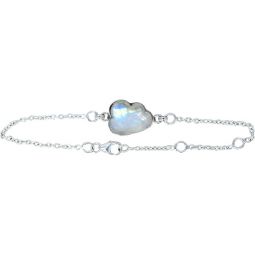 Sterling Silver Bracelet Cloud Charm - Rainbow Moonstone (Each)