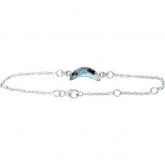 Sterling Silver Bracelet Moon Charm - Rainbow Moonstone (Each)