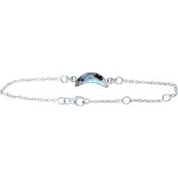 Sterling Silver Bracelet Moon Charm - Rainbow Moonstone (Each)