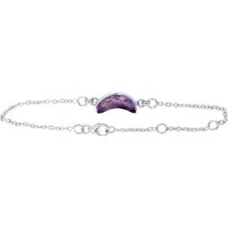Sterling Silver Bracelet Moon Charm - Amethyst (Each)