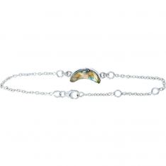 Sterling Silver Bracelet Moon Charm - Labradorite (Each)