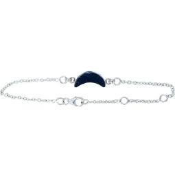Sterling Silver Bracelet Moon Charm - Black Tourmaline (Each)