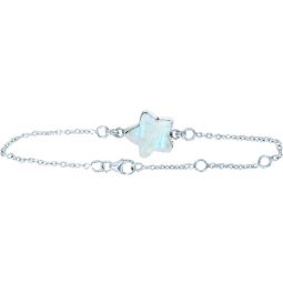 Sterling Silver Bracelet Star Charm - Rainbow Moonstone (Each)
