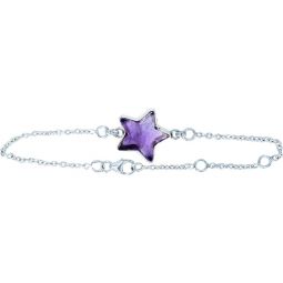Sterling Silver Bracelet Star Charm - Amethyst (Each)