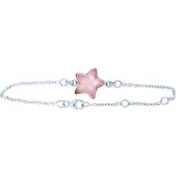 Sterling Silver Bracelet Star Charm - Rose Quartz (Each)