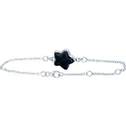 Sterling Silver Bracelet Star Charm - Black Tourmaline (Each)