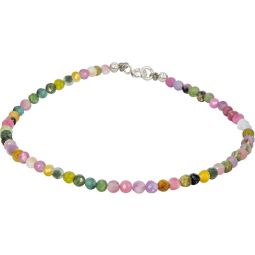Gemstone Bracelet 2mm Faceted Beads & Sterling Silver Clasp - Multi Tourmaline (Each)