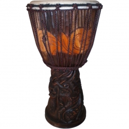 Djembe Adjustable Carved Dragon Dark Brown Finish (Each)