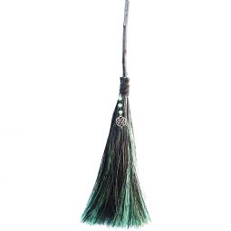 Wicca Besom - Green/ Black - Celtic Knot w/ Green Aventurine (Each)