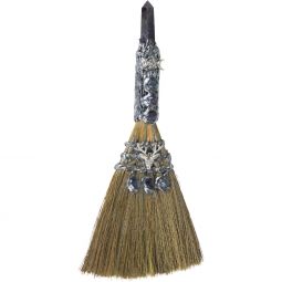 Gemstone Wicca Broom 13in - Amethyst w/ Silver Triple Moon (Each)