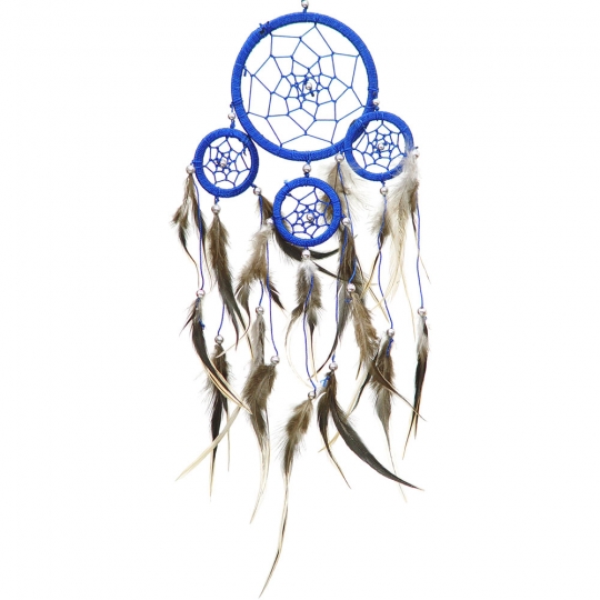 Dreamcatcher  Brown Feathers Blue (pack of 4)