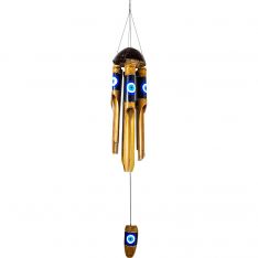 Bamboo Windchime w/ Painted Evil Eye (Each)