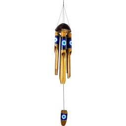 Bamboo Windchime w/ Painted Evil Eye (Each)