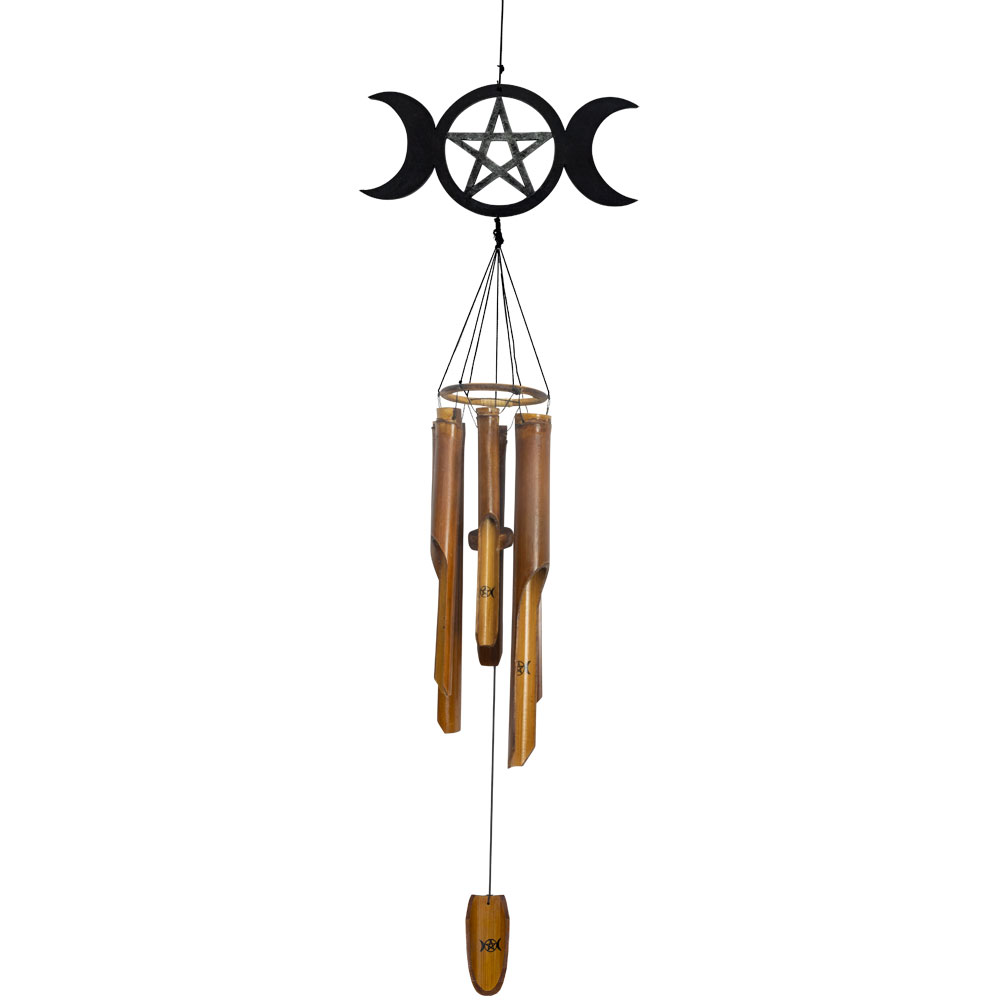 BAMBOO Windchime - Triple Moon w/ Pentacle (Each)
