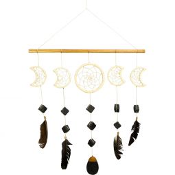 Dreamcatcher Mobile - Natural Moon Phases w/ Lava Stones (Each)