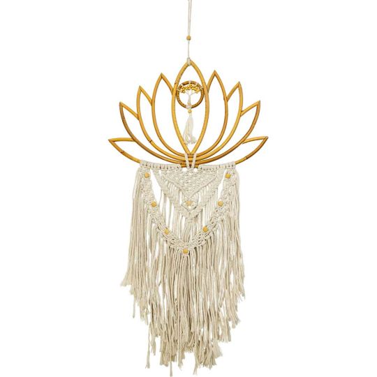 Bamboo Wall Hanging Boho Tree Lotus w/ Macrame (Each)
