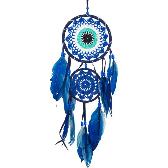 Dreamcatcher Woven Double Evil Eye - Blue (Each)