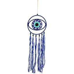 Wall Hanging Dreamcatcher Woven Evil Eye w/ Boho String Tassels (Each)