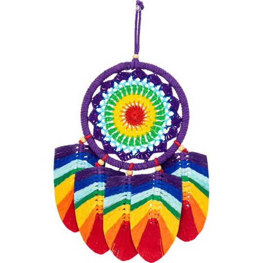 Wall Hanging Dreamcatcher Boho Woven Chakra w/ Macrame Leaves Chakra (Each)