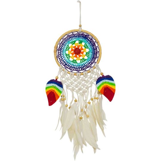 Dreamcatcher Boho Woven Chakra Natural Macrame & Macrame Leaves  (Each)