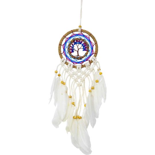 Dreamcatcher Twine Wrapped Beaded Purple & Blue Tree w/ Macrame (Each)