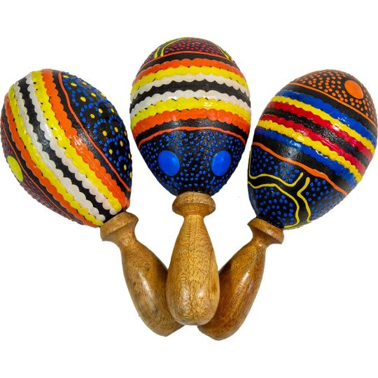 Maracas Hand Painted Dot Design Asstd Colors  - Small (Each)