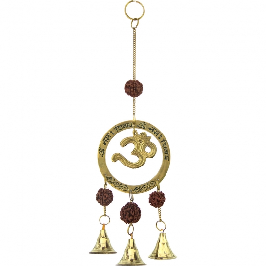 Brass Bell Chime - Om w/ Rudraksha (Each)