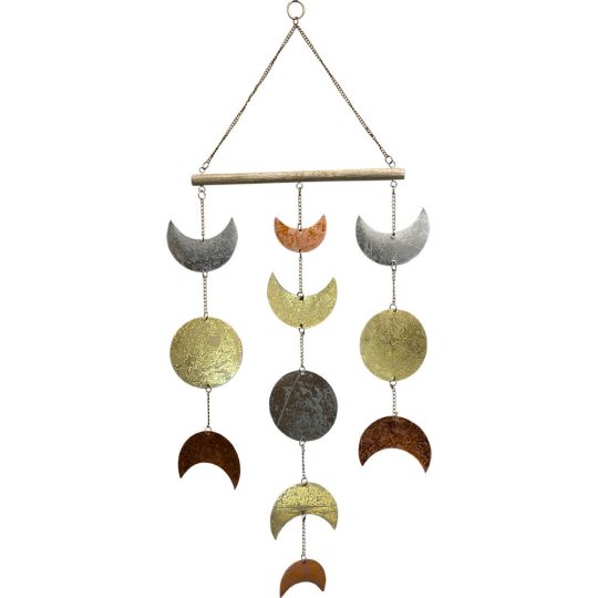 Metal Wall Hanging Mobile - Moon Phases Tri - Colored (Each)