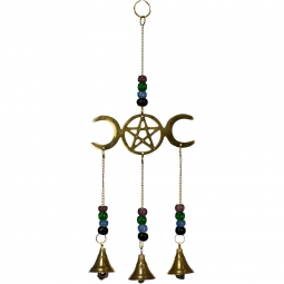 Brass Bell Chime - Triple Moon w/ Pentacle (Each)