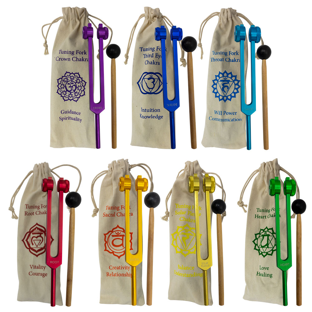 Weighted Tuning Fork  7 Chakras w/ BAGS - Tuned (Set of 7)