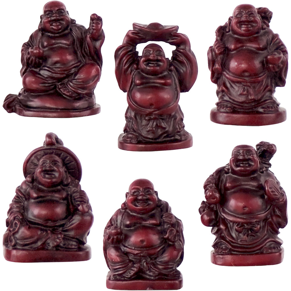 Polyresin Feng Shui FIGURINEs 1-inch Buddha Redstone (Set of 6)