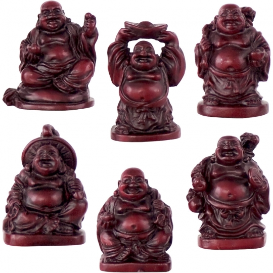 Polyresin Feng Shui Figurines 1-inch Buddha Redstone (Set of 6)