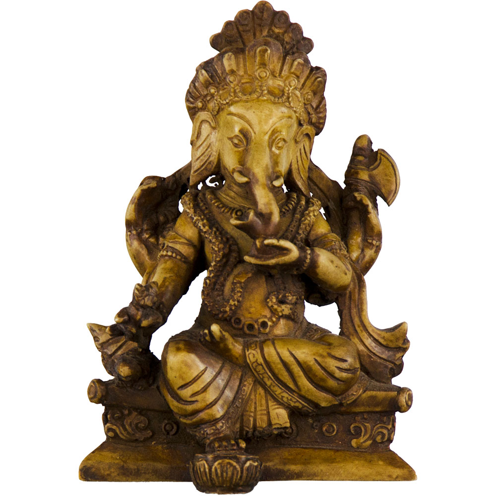 RESIN Statues Antique 4'' Ganesha Natural (Each)