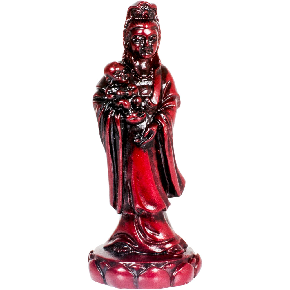 Polyresin FIGURINE 3-inch Quan Yin with Infant Redstone (each)