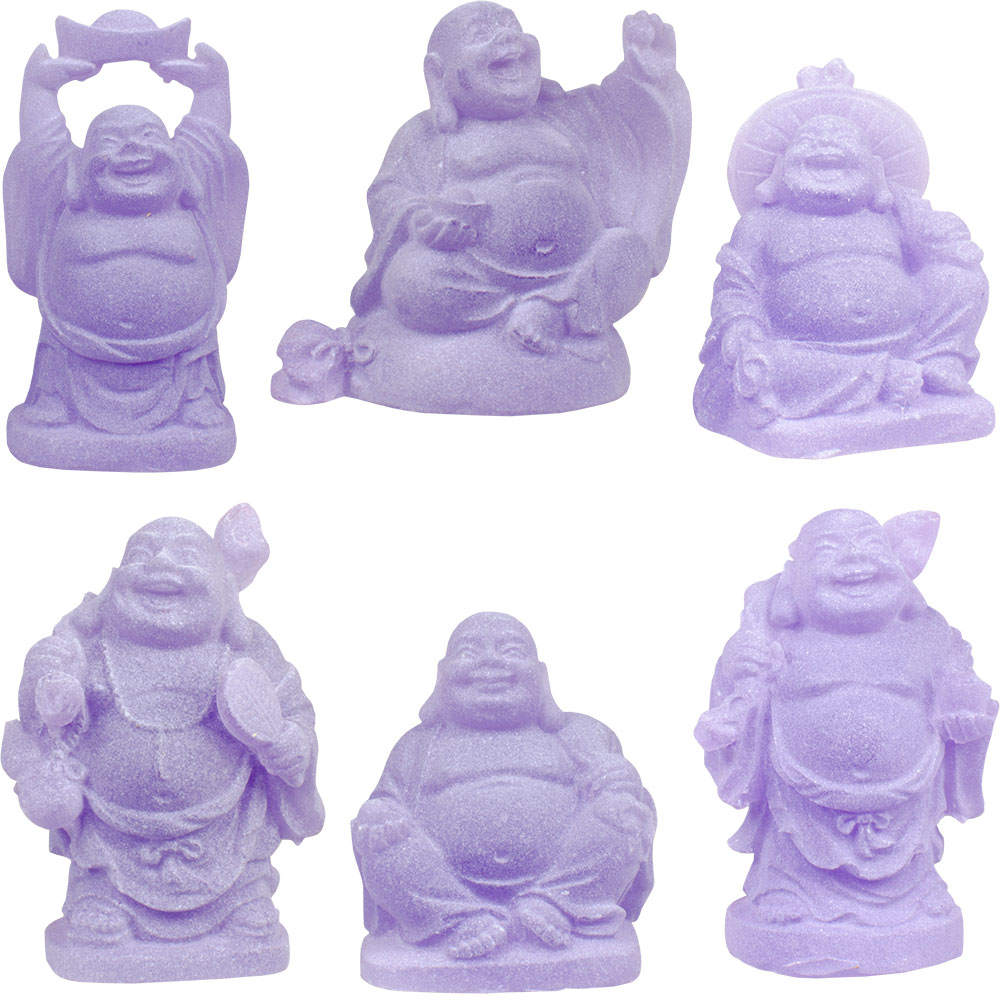 Frosted Acrylic Feng Shui FIGURINEs Buddha Purple (Set of 6)