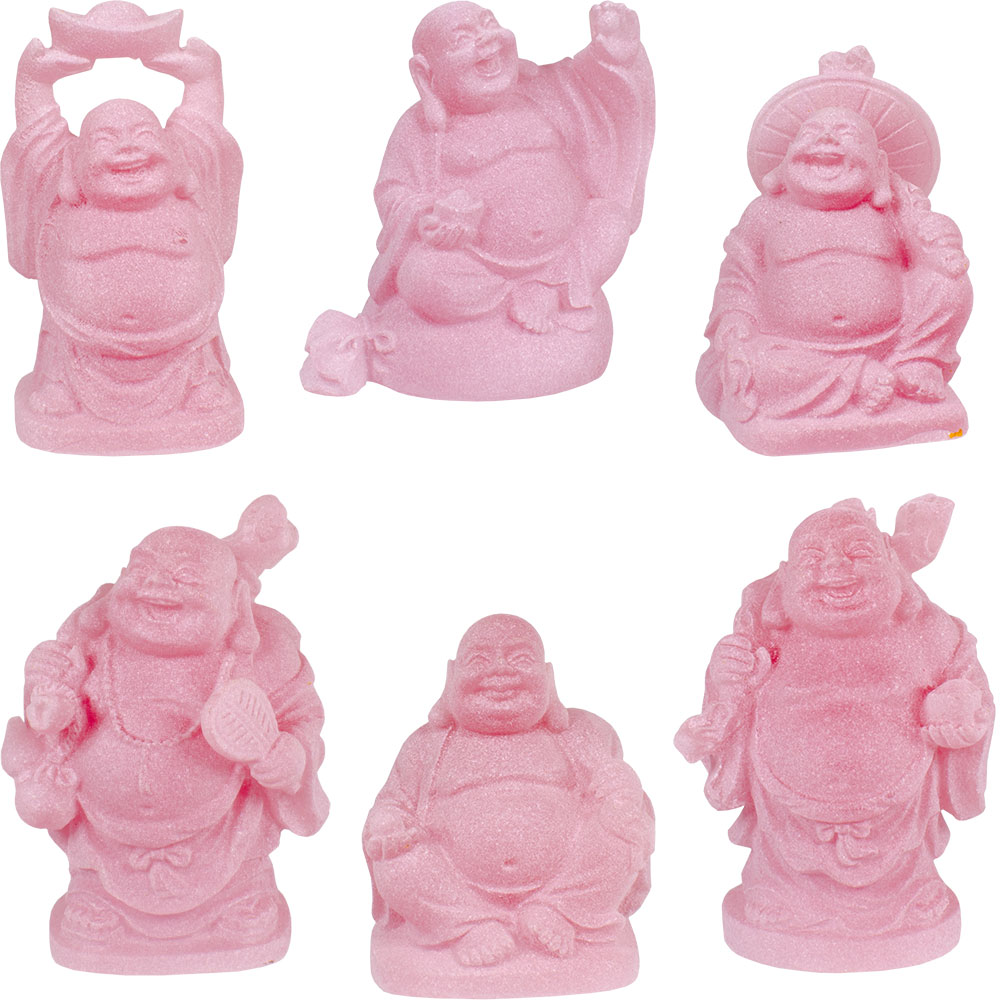 Frosted Acrylic Feng Shui FIGURINEs Buddha Pink (Set of 6)