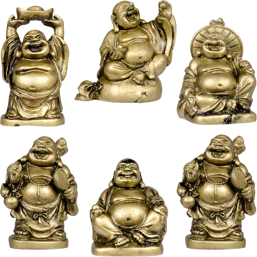 Polyresin Feng Shui FIGURINEs 2-inch Buddha Gold (Set of 6)