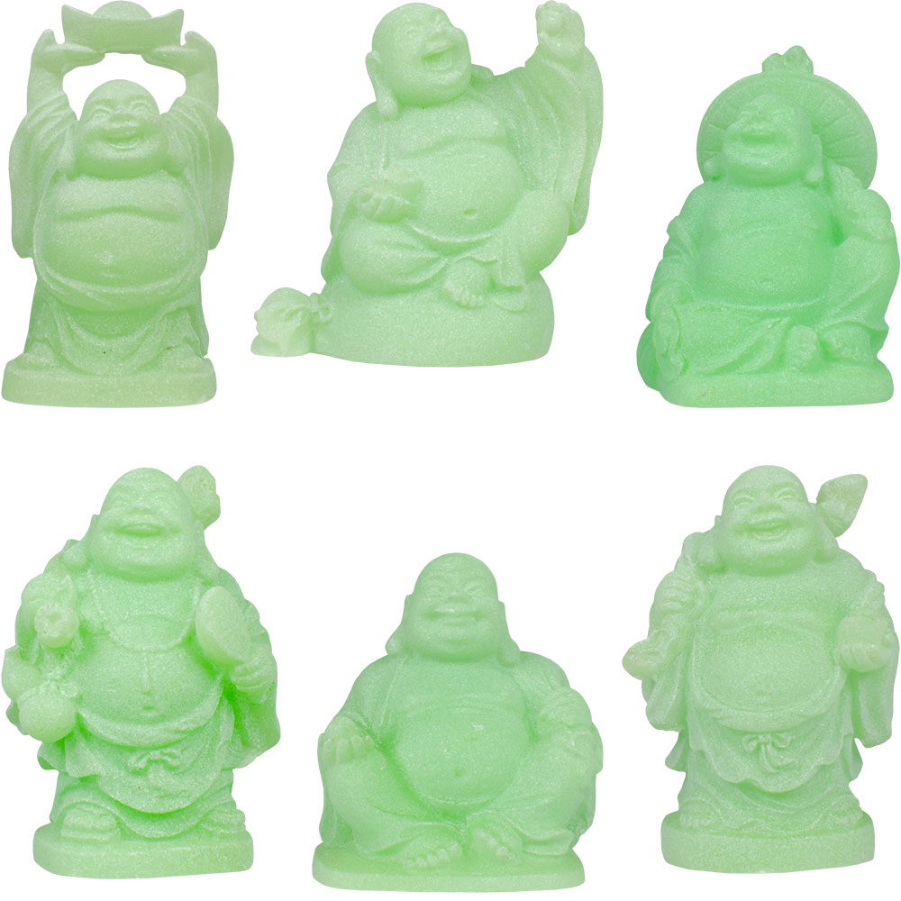 Frosted Acrylic Feng Shui FIGURINEs Buddha Green (Set of 6)