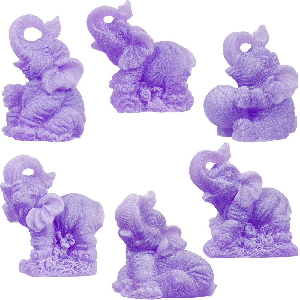Frosted Acrylic Feng Shui FIGURINEs Elephants Purple (Set of 6)