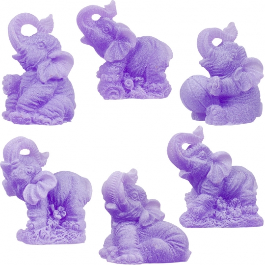 Frosted Acrylic Feng Shui Figurines Elephants Purple (Set of 6)