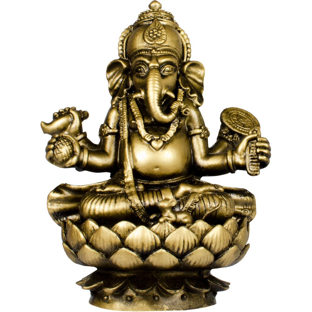 Polyresin Feng Shui Figurines Sitting Ganesha - GOLD (each)