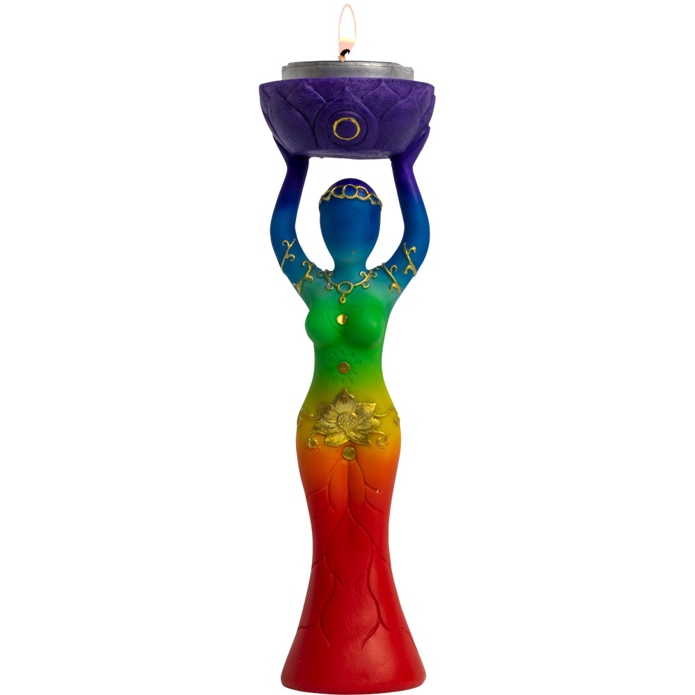 POLYRESIN T-Light Holder Chakras Goddess (Each)