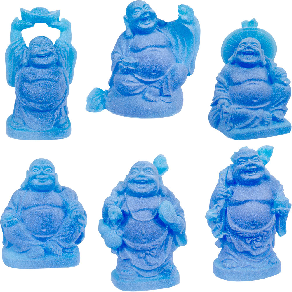 Frosted Acrylic Feng Shui FIGURINEs  Buddha Blue (Set of 6)