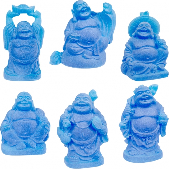 Frosted Acrylic Feng Shui Figurines  Buddha Blue (Set of 6)