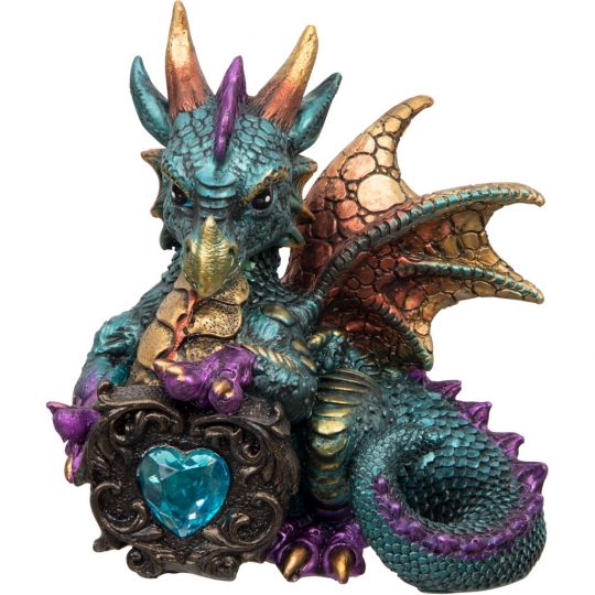 Baby Aqua Dragon Figurine w/Gem (Each)