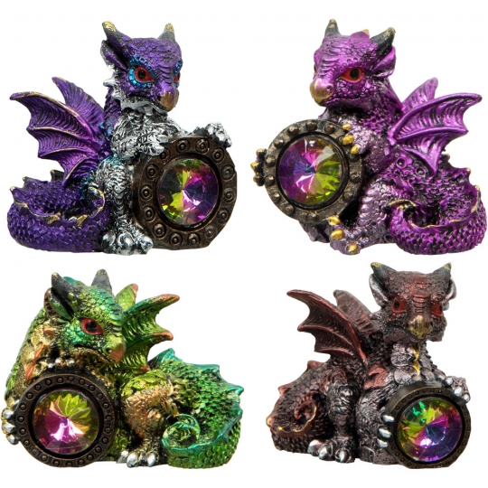 Small Cute Baby Dragon w/Gem (Set of 4)