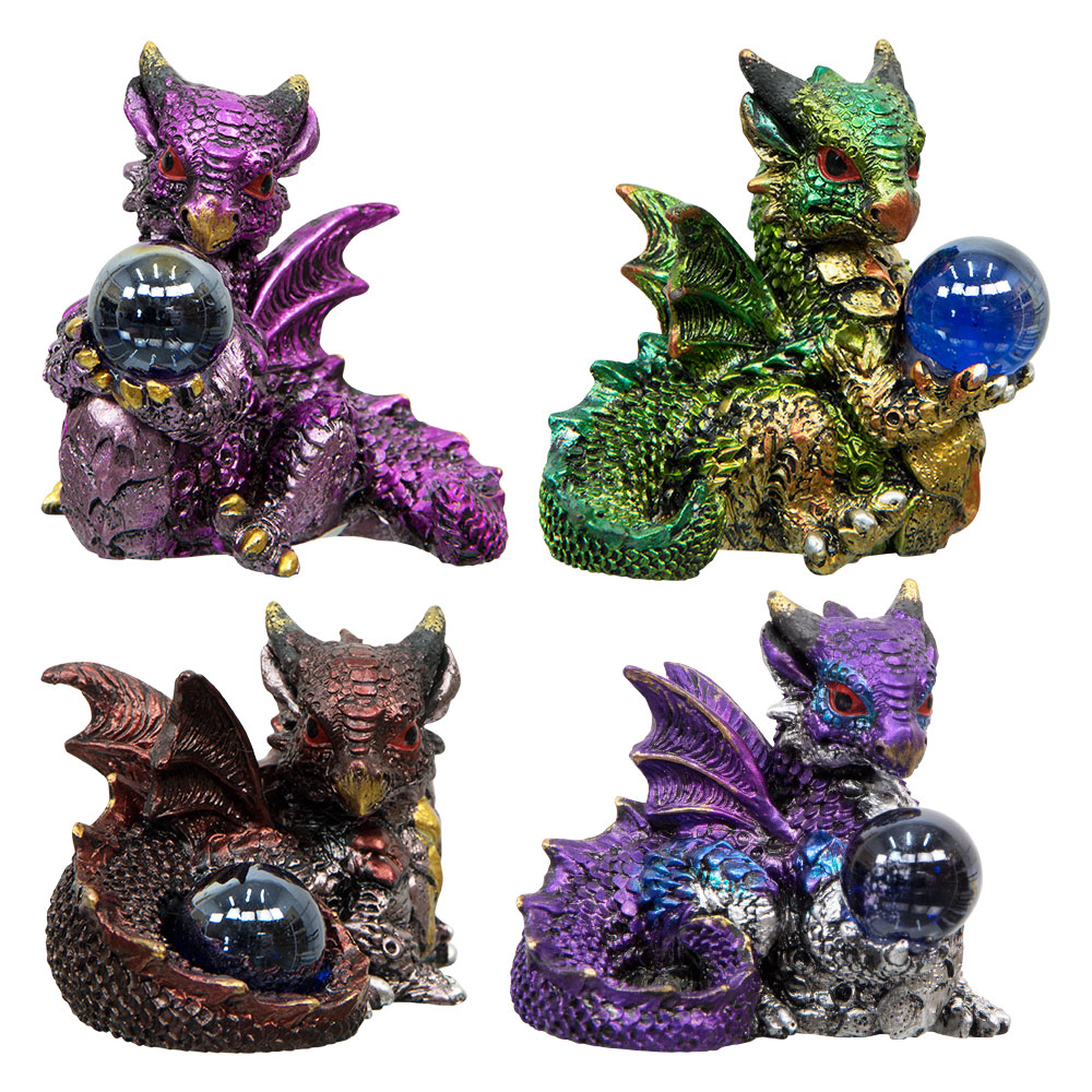 Small Cute Baby DRAGON w/Sphere (Set of 4)