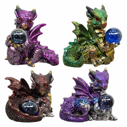 Small Cute Baby Dragon w/Sphere (Set of 4)