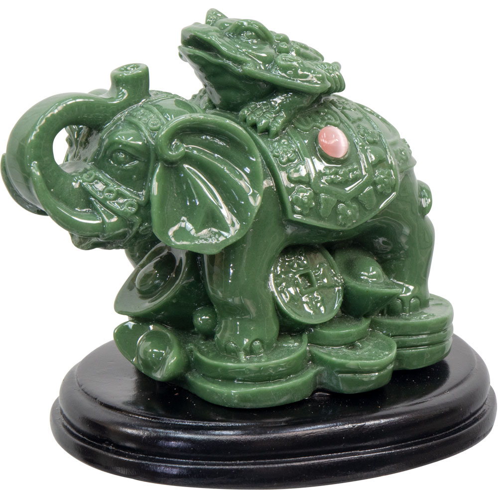POLYRESIN Feng Shui Figurine Prosperity Elephant - Jade (Each)